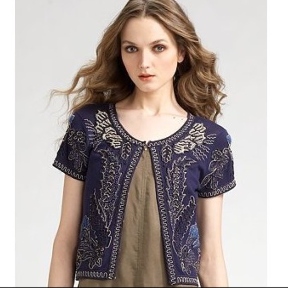 Diane Von Furstenberg Jackets & Blazers - Diane Von Furstenberg Blue Art Deco Jacket Beaded